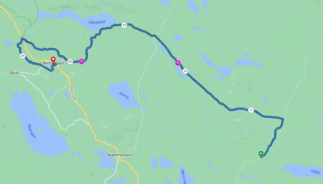 Løypekart Valdres Skihalvmaraton 2025