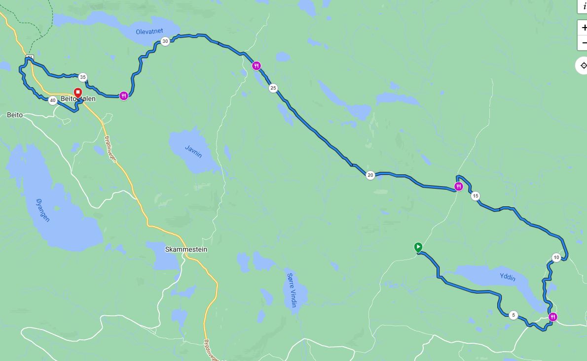 Løypekart Valdres Skimaraton 2025